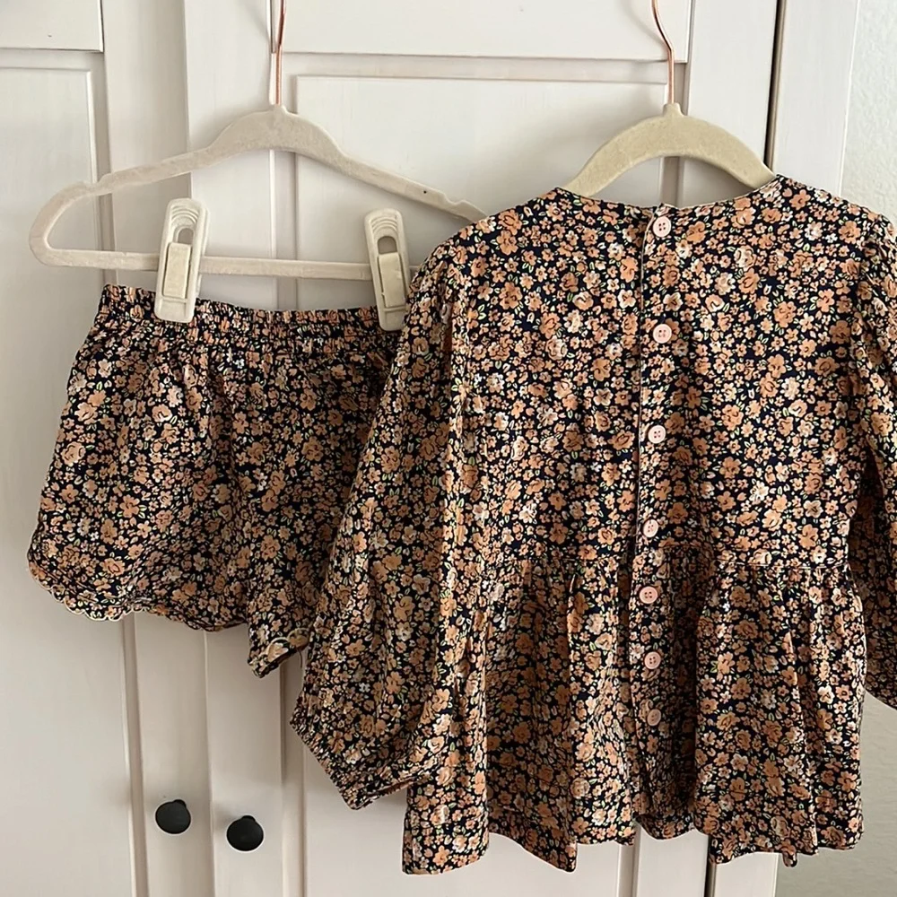 Bonjour Diary | embroidered floral smocked tunic blouse + shorts